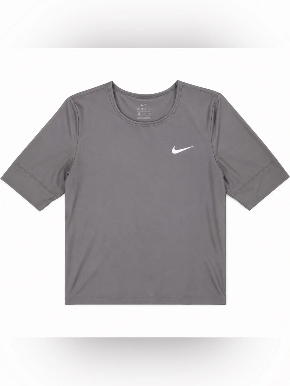 Nike Short-Sleeve Dri-FIT Tee in Gray with White Swoosh